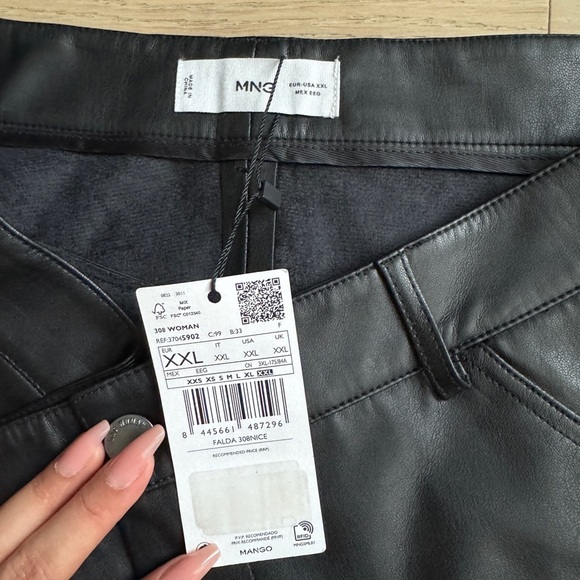 Mango Black Faux Leather Mini Skirt - Picture 2 of 4